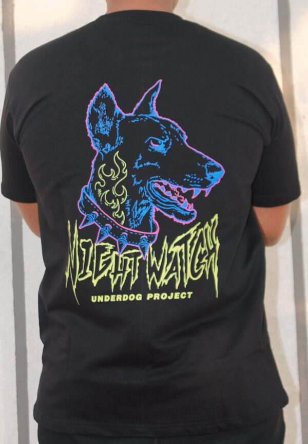 Night Watch-Neon Dog | Black T-shirt