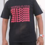 Bold Red AWESOME Statement | Black T-Shirt