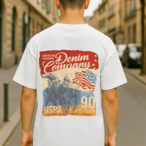 Heritage Denim Graphic Tee || White